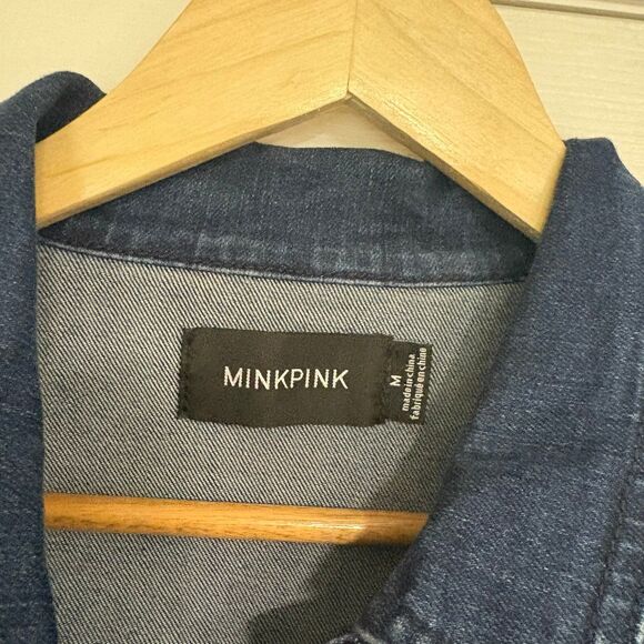 MINKPINK Denim Button Front Dress Size Medium - Picture 7 of 9